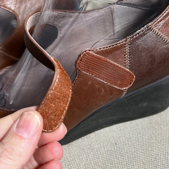 Abeo Ginger brown 2-tone leather Mary Jane wedge shoes academia 8.5 narrow - Picture 6 of 11